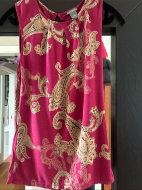 Ann Taylor Fuchsia Pink Paisley Print Sleeveless Top